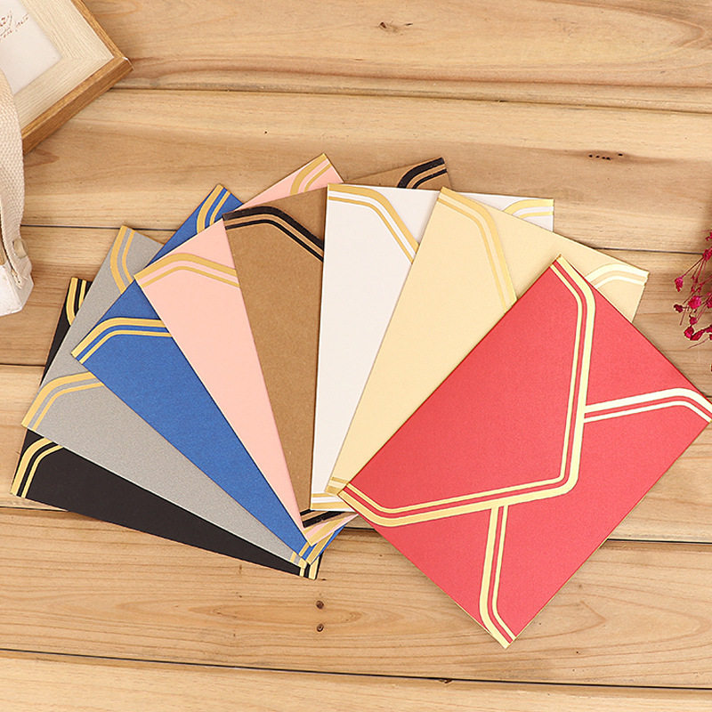 custom business paper mail envelope kraft invitation card DL C4 A4 A5  recycled mini paper folding square envelope gold stamp